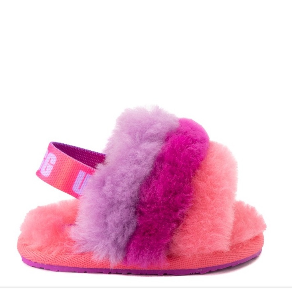 UGGs Baby Fluff Yeah Slides, pink & purple, size 0/1